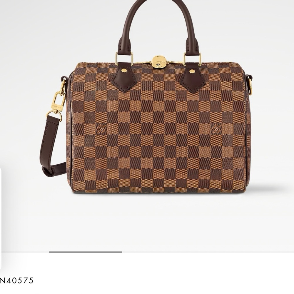 Louis Vuitton Speedy Bandouliere 25 in Damier Ebene.